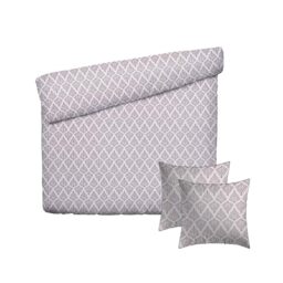 PURE COTTON 3-Piece Double Bedding Set – Duvet Cover 260 x 240 cm & 2 Pillowcases 63 x 63 cm – 100% Cotton Sateen 80 Thread Count – OEKO-TEX Certified – Botanical Accord Dark Purple & Light Purple