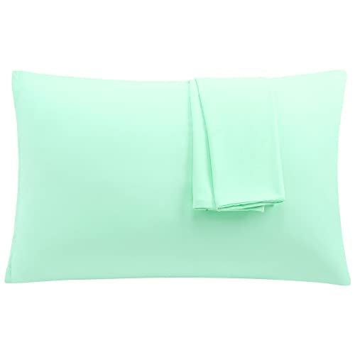 uxcell Microfiber Pillowcases Set of 2, Zipper Standard 20x26 Brook Green - Comfortable Breathable Fabric, Anti-Fade & Anti-Shrink, Machine Washable, Pillow Cases for Bedroom and Hotel