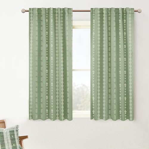 Lino Rosa Bathroom Curtains Window Short Sage Green Blackout Black Out Boho Floral Kitchen Curtains