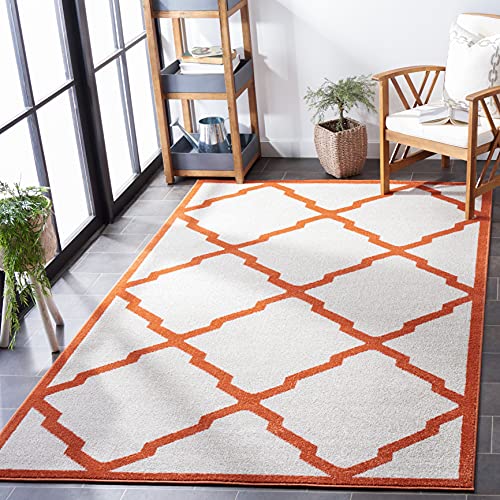 Safavieh Trellis Indoor/Outdoor Woven Rectangle Area Rug, Amherst Collection, AMT421, in Beige / Orange, 183 X 274 cm for Garden, Patio or Any Outdoor Space