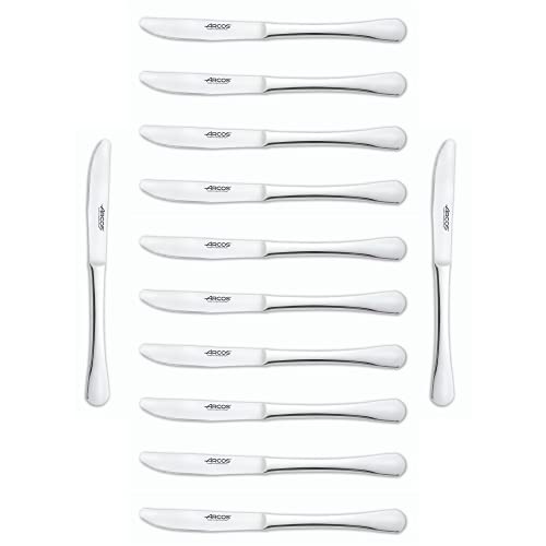 Arcos Series Madrid - Box 12 Pieces Lunch Knife Table Knife - Monoblock of one Piece Stainless Steel 85 mm (3.35 Inch) Silver Colour (12 Piece)