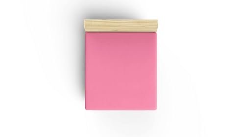 Soft 100% Cotton Ranforce Double Small Fitted Sheet (130 x 190 + 30 cm), Pink, 117 g/m², Perfect for Cosy Bedrooms and Stylish Decor