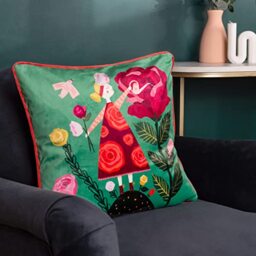 Kate Merritt Flower Girl Illustrated Polyester Filled Cushion