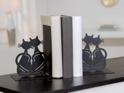 Pack of 3 Bookends, Cat, Metal, Black, PU 3, L. 10 cm, W. 24 cm, H. 17 cm