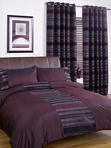 Rapport Home New York Chenille Stripe Chocolate Double Duvet Cover Set