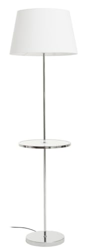 Premier Housewares Computer Desk Lamp Chrome Finish Tapered Table Lamp Elegant White and Silver Design Daylight Desk Lamp For Home and Office, 45x151x45cm