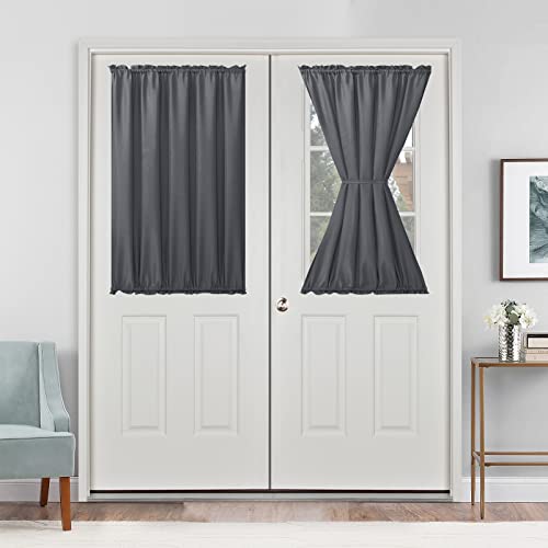 Hiasan Front French Door Curtains for Small Window, Rod Pocket Semi Sheer Short Sidelight Curtain, 1 Panel (White, W 52 inch x L 40 inch)