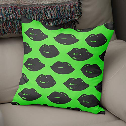 Bonamaison Decorative Cushion Cover Neon Green & Fume, Throw Pillow Covers, Home Decorative Pillowcases for Livingroom, Sofa, Bedroom, Size: 43X43 Cm - Designed and Manufactured in Turkey