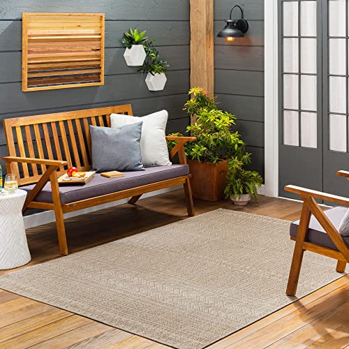 Livabliss Mimi Geometric - Indoor Outdoor Large, Altea 130x180 cm - Patio s, Decking, Outdoor Carpet - Boho Colourful Garden s, Patterned, UV Weather, Stain Durable, Beige, Brown