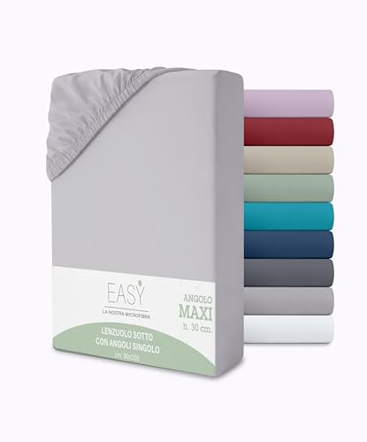 Single Fitted Sheet, 90 x 200 + 30 cm, Microfibre, 30 cm Height, Plain Colour, No Iron, Fitted Sheet with Elasticated Corners