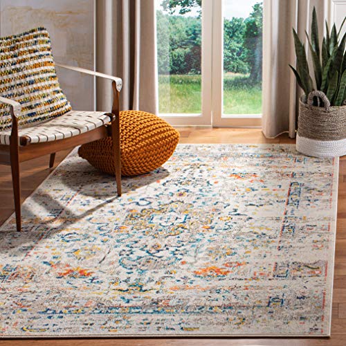 SAFAVIEH Traditional Rug for Living Room, Dining Room, Bedroom - Madison Collection, Short Pile, in Cream and Blue, 122 X 183 cm