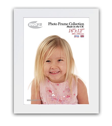"Inov8 British Made Real Wood Picture/Photo Frame 16x12"" Inch(41x30cm) - Kayla 30mm White"
