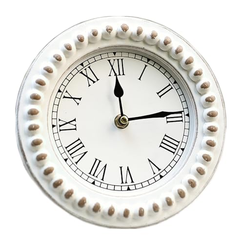 KOREEN'S Wooden Beaded Desk Clock, Farmhouse Table Clock