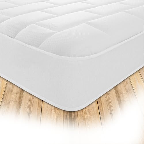 Starlight Beds Essentials Large Brick 4ft6 Hybrid Spring and Memory Foam Mattress. Budget-Friendly, White, Soft Firmness, 7.5 Inch Deep Double Mattress (135x190x19cm)