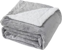 Good Nite Blanket 150x200cm Reversible Sherpa Fleece Fluffy Polyester Throw Blanket Soft and Warm Bed Blankets for Home life and Travel Machine Washable (Grey,Double)