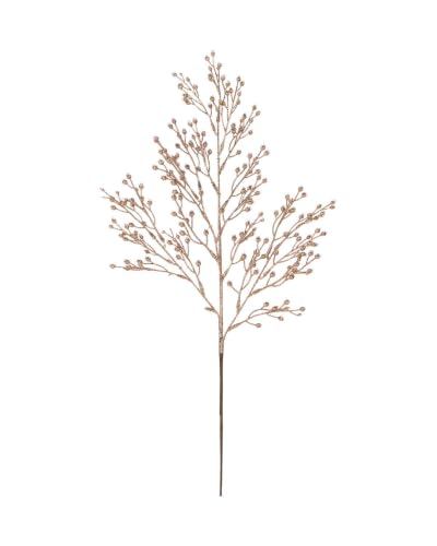 Rose Gold Glitter Berry Tip Christmas Tree Spray, 63cm Pick