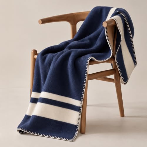 Preston Lane Highrise Soft Cotton Throw Blanket, 50 x 70 in - Maritime - Soft Fluffy Blanket for Bed, Couch and Living Room, Home Decor Essentials, Made in Portugal, Cozy Boho Home Decor