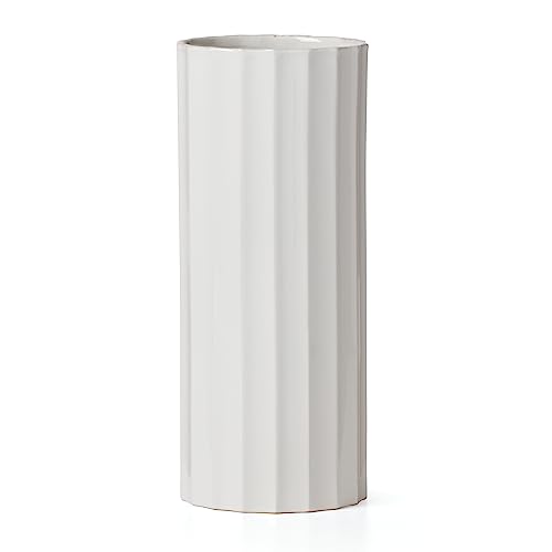 Lenox French Perle Scallop Cylinder Vase, 1 Count, White