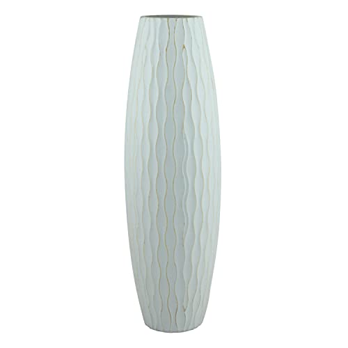 "Stonebriar SB-5076C Beach Nostalgia Large Weathered Pale Ocean Wood Vase, Light Blue, 15.7"""