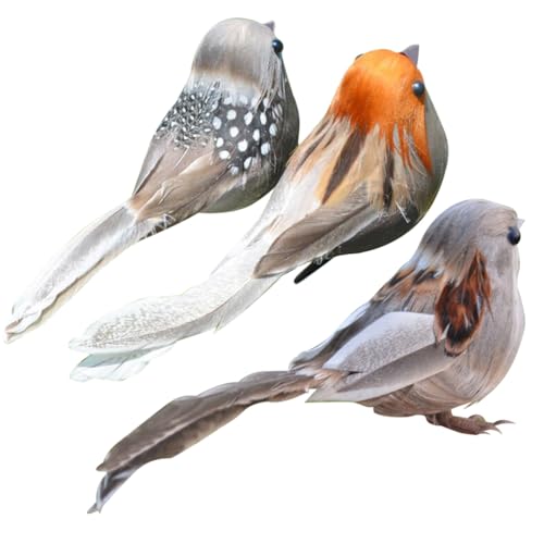 UPKOCH Fake Birds Artificial Birds with Clip Simulated Bird Adornment Ornament Birds Crafts Tree Home Outdoor Decorations, Pack of 3 Decorative Bird Prop