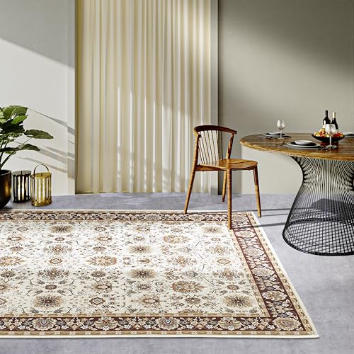 Villeroy & Boch Nicolas Indoor & Outdoor Rug Oriental - Oriental Flat Weave, Oriental Design Classic, Oeko-Tex Weatherproof & UV-Resistant, Balcony, Patio, Garden - Cream Brown, 160 x 235 cm