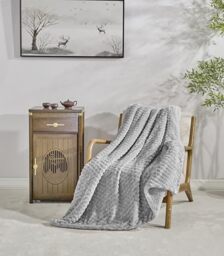 Miracle Home. Fleece Blanket Reversible Microfiber Pearl Flannel Velvet and Sherpa 280GSM-180GSM, Soft, Warm and Lightweight, Machine Washable, 220 X 240, Grey