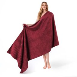 American Soft Linen 35x70 Jumbo Large Bath Towels, 100% Cotton Turkish Bath Sheet, Oversized Luxury Bath Towel Sheets for Bathroom Beach and Pool, Bordeaux