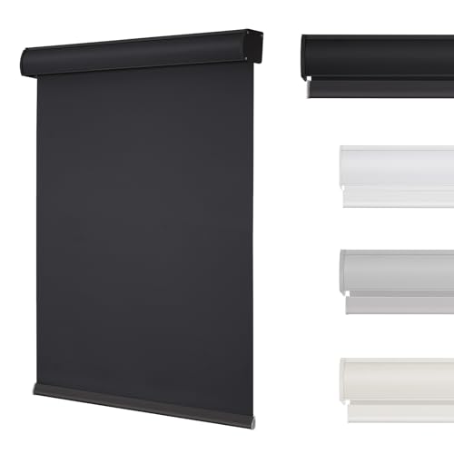 "Changshade Cordless Blackout Roller Shades with Valance, Room Darkening Roll-up Shade Easy Install, Fabric Windows Blinds for Home, Bedroom and Office, 35"" W x 72"" H, Black ROL35BK72D"
