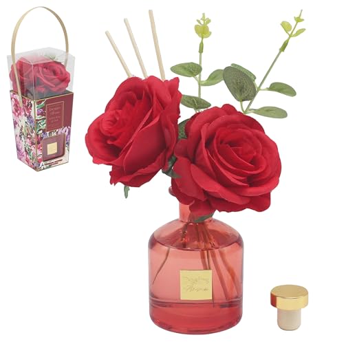 Lesser & Pavey Desire Aroma 200ml Red Rose Diffusers For Home Fragrance & Air Freshener - Aromatherapy Reed Diffuser For Stress Relief - Lovely Room Accessories Gifts For Women And Men