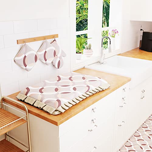 PETTI Artigiani Italiani Cooker Cover and Kitchen Curfew, Circle Beige, 1pz Coprifornello 48x73 cm