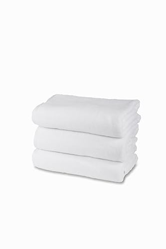 HH HERMET HOTELLERIE 100% Cotton Terry Bath Towel Set, 3 Face Towels, Pack of 3, 60 x 100 cm, 450 g/m², Double Twisted, Ideal for B&B and Hotel, Wash-resistant, White, Comfort Line