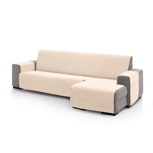 FAVERTI?? Right Arm Chaise Longue Sofa Cover 280 (Front View) - PEGO Model - Natural - Extra Soft Chenille Touch, Quality Chaise Protector Made in Spain with Recycled Material