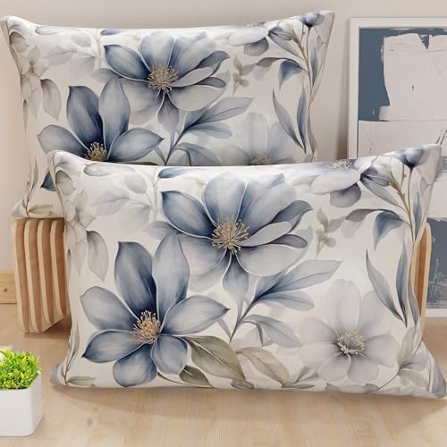 PETTI Italian Artisans - Pair of Bed Pillowcases 50x80 cm, Hypoallergenic Microfiber Pillowcase, Set of Two Double Pillowcases with Floral Pattern, 100% Made in Italy