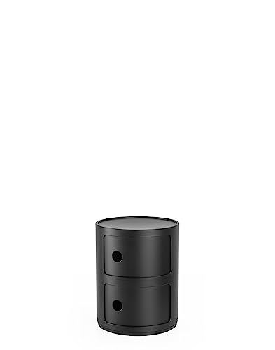 Kartell Componibili Recycled, 2 elements Cabinet, Mat black, Ø 32 x H 40 cm