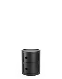 Kartell Componibili Recycled, 2 elements Cabinet, Mat black, Ø 32 x H 40 cm
