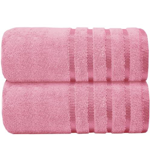 Casabella Deluxe 2 Piece Jumbo Bath sheet 90x180 cm 100% Cotton Extra Large Bath Towels Highly Absorbent Pink Bath sheets Towels