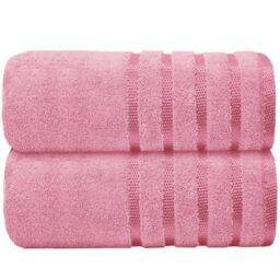 Casabella Deluxe 2 Piece Jumbo Bath sheet 90x180 cm 100% Cotton Extra Large Bath Towels Highly Absorbent Pink Bath sheets Towels
