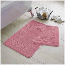 GC GAVENO CAVAILIA 2 Piece Greek Bath Mat, Non Slip Bathroom Toilet Rug, Dusty Pink, 75 x 50 x 2 cm,42070184