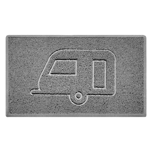 Nicoman CARAVAN Embossed Shape Door Mat Dirt-Trapper Jet-Washable Doormat-(Use Outdoor ONLY)- (75x44cm/29.5x17.3inches, Medium) Grey