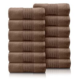 GC GAVENO CAVAILIA 12 Pack Face Towels Set (30x30 CM) - Cotton Face Cloths - Quick Drying & Highly Absorbent Fingertip Towel Washcloth For Bathroom, Spa, Gym Towels - Natural