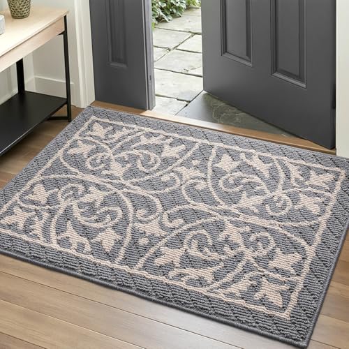 DEXI Front Door Mat Entryway, Inside Entrance Doormat, Non Slip Washable Entry Mats, 31.5x47,Gray