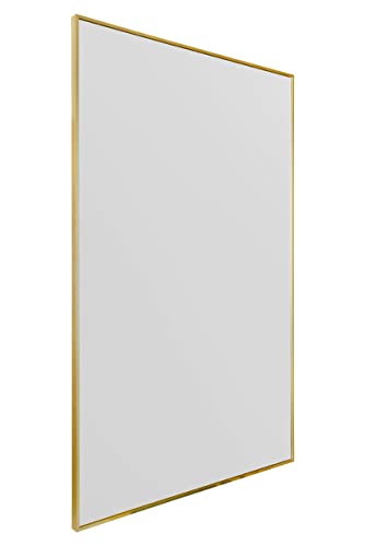 "MirrorOutlet The Artus - Gold Modern Aluminium Edged Wall Leaner Mirror 68"" X 43"" (174CM X 110CM) Silver Mirror Glass"