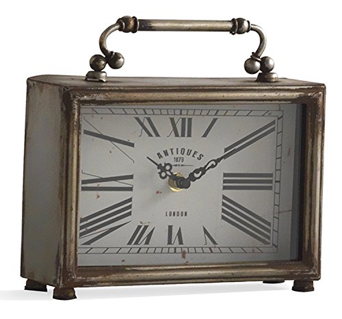 GEESE Clock Desktop, Metal, Gold and White, 7 x 21 x 20 cm