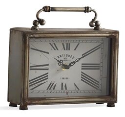 GEESE Clock Desktop, Metal, Gold and White, 7 x 21 x 20 cm