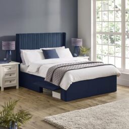 Julian Bowen Leila Bed, Double, Side Storage Door, Blue - W144 x D202cm