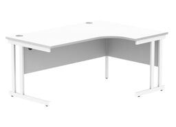 Office Hippo Essentials Right Corner Desks, Home Writing Computer Desk Office Desk For Work Place Or Home, Home Office Radial Desk With Cable Port Management, White Frame, Arctic White, 160 x 120cm