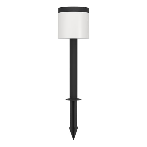 Eglo LED Solar Garden lamp Pantete, Outdoor Lighting with Ground Spike and Motion Detector, Outside Path Light, Black and White Plastic, Warm White, IP44, 65 cm