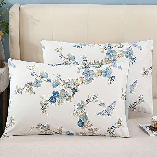 YOU SA Flowers and Birds Print Pillow Covers Bed Pillowcases Envelope Closure End Pillow Encasement (Standard,Color-14)