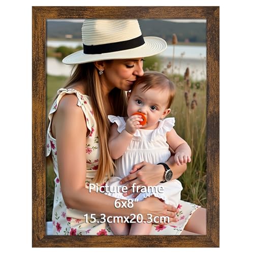 Ditwis 8x6 Photo Frame Brown, Classic Picture Frame for Living Room, Bedroom and Office, Wall or Desktop Display, Vertical or Horizontal