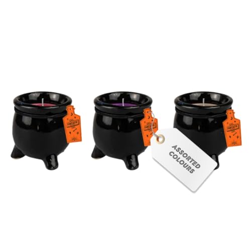 Halloween Cauldron Candle, Fragranced, Stoneware, Assorted - 2 percent fragranced wax sets the mood, assorted colours, measures H8cm by 7cm diameter